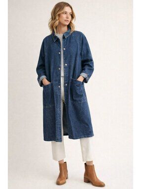 Vintage Denim Chore Coat – Heavyweight Workwear Style Size M